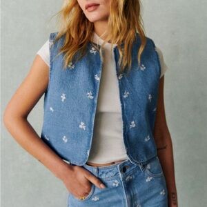 Sézane Abbyna Blue Denim Vest